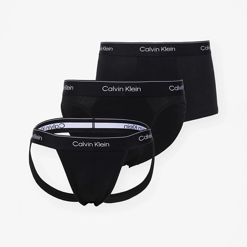Bokserki Calvin Klein Cotton Stretch Low Rise Jock Strap 3-Pack Black