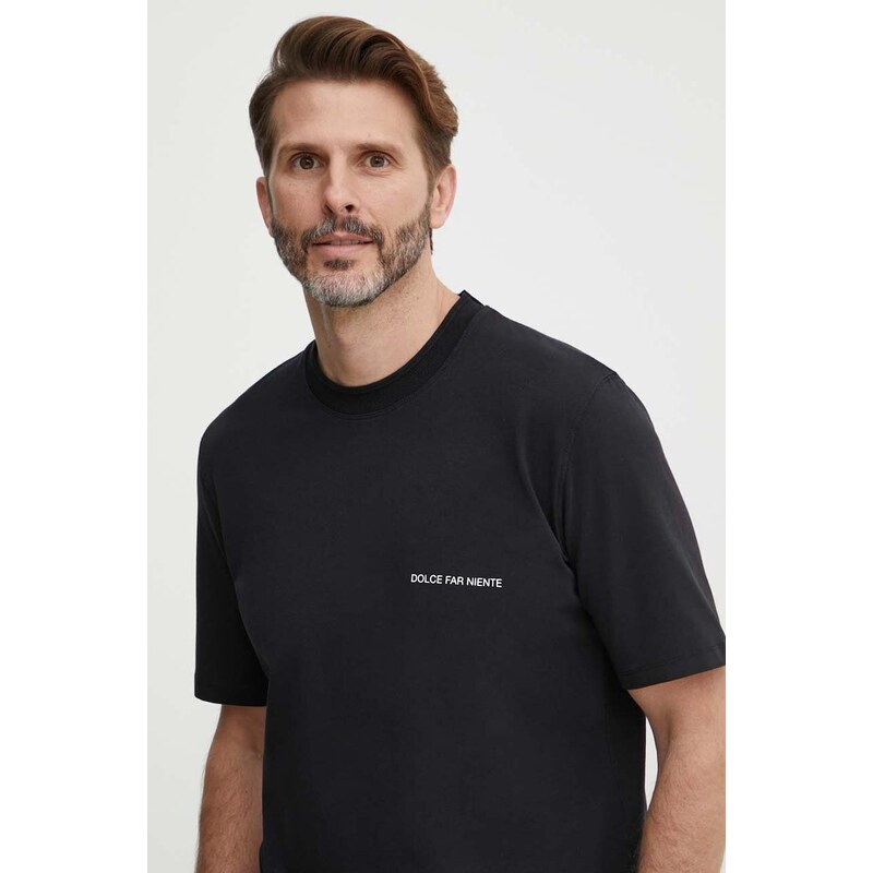 Sisley t-shirt męski kolor czarny z nadrukiem
