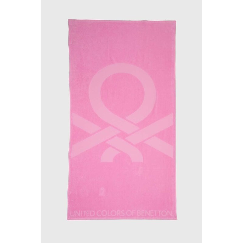 United Colors of Benetton ręcznik bawełniany kolor różowy