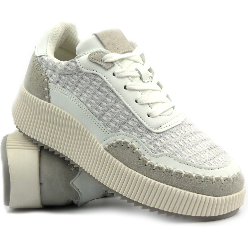 Buty sportowe damskie na platformie - BRIVIDO SHOES TW0815-09, szary