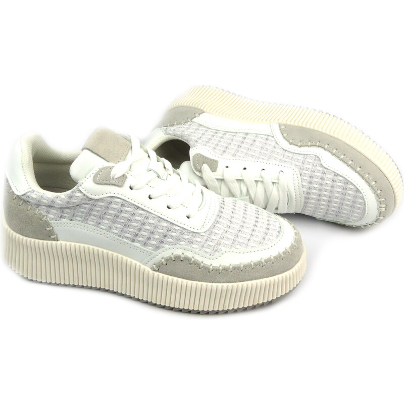Buty sportowe damskie na platformie - BRIVIDO SHOES TW0815-09, szary
