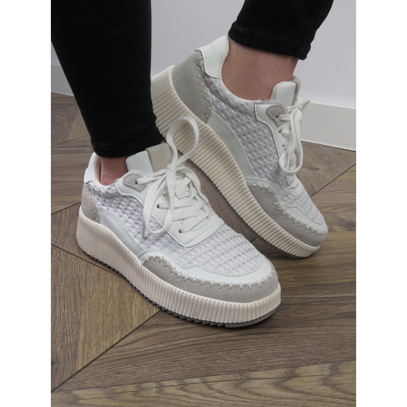 Buty sportowe damskie na platformie - BRIVIDO SHOES TW0815-09, szary