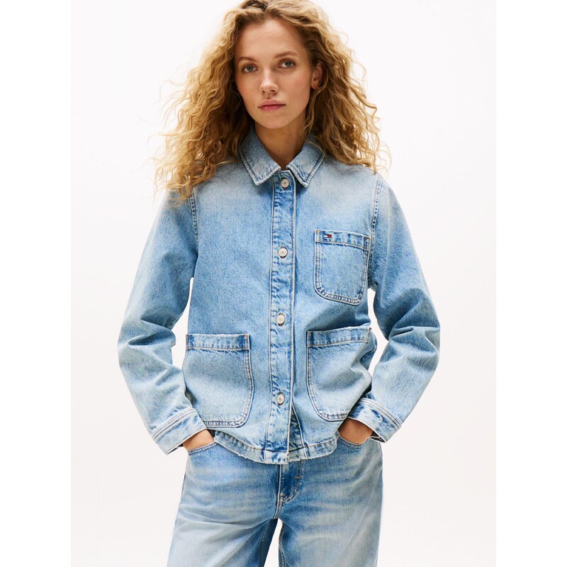 Tommy Jeans Kurtka przejściowa granatowy / jasnoniebieski / czerwony / biały