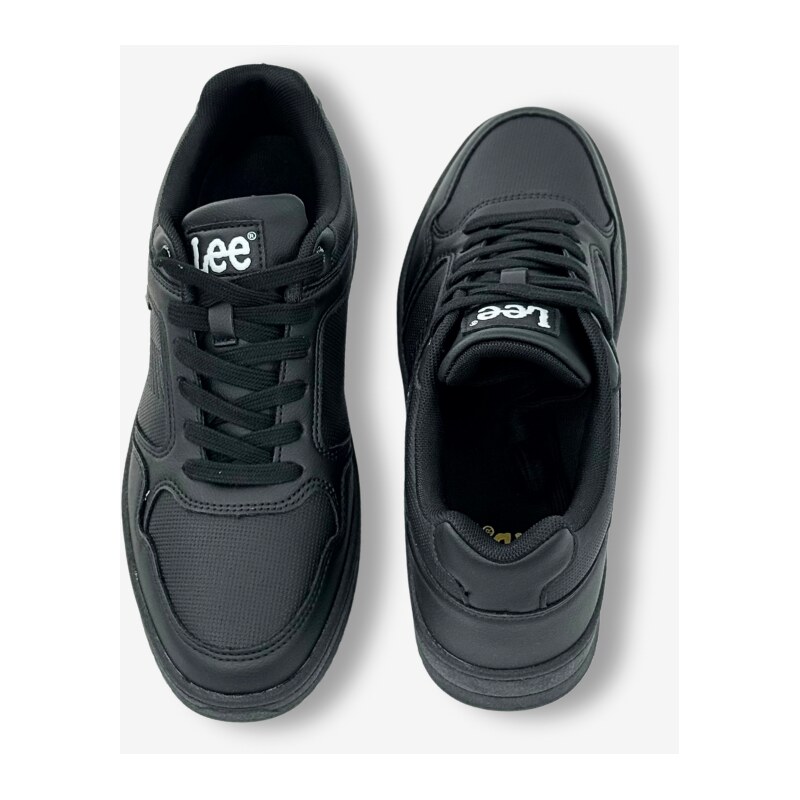 Lee Sneakersy męskie czarne z ekoskóry sznurowane