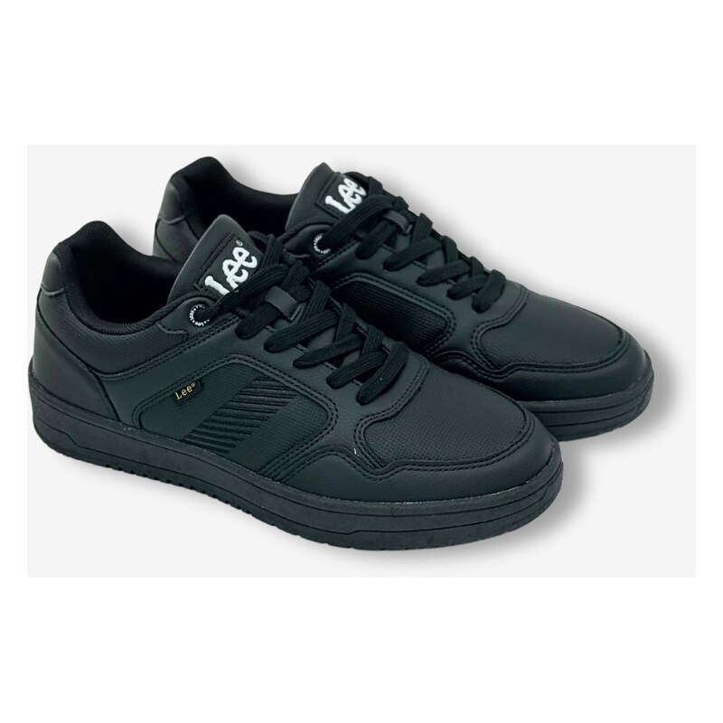 Lee Sneakersy męskie czarne z ekoskóry sznurowane