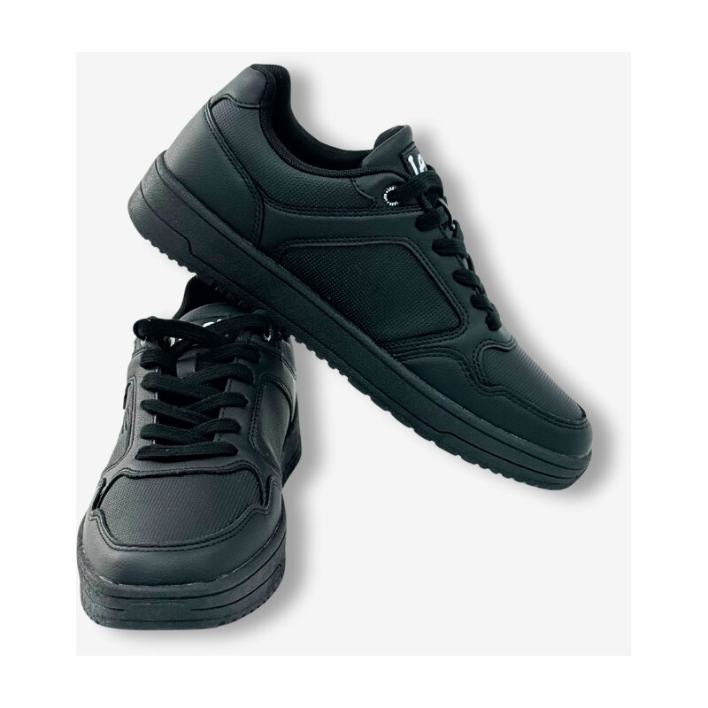 Lee Sneakersy męskie czarne z ekoskóry sznurowane