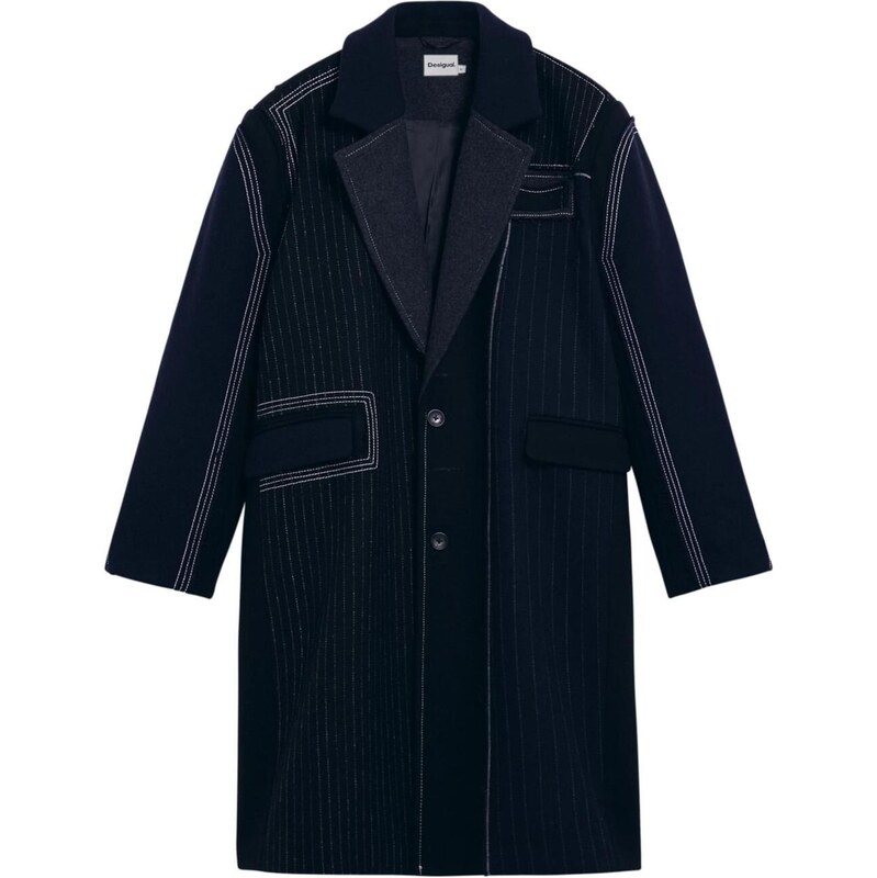 Desigual Płaszcz przejściowy ciemny niebieski / biały