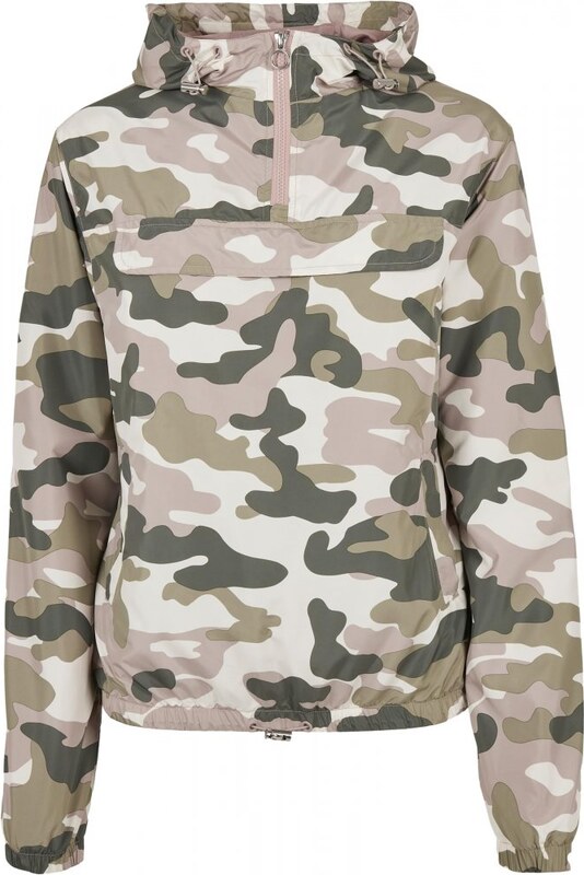 URBAN CLASSICS Ladies Camo Pull Over Jacket - duskrose camo