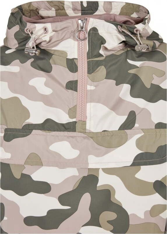 URBAN CLASSICS Ladies Camo Pull Over Jacket - duskrose camo