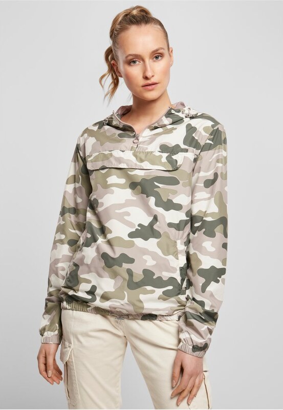 URBAN CLASSICS Ladies Camo Pull Over Jacket - duskrose camo