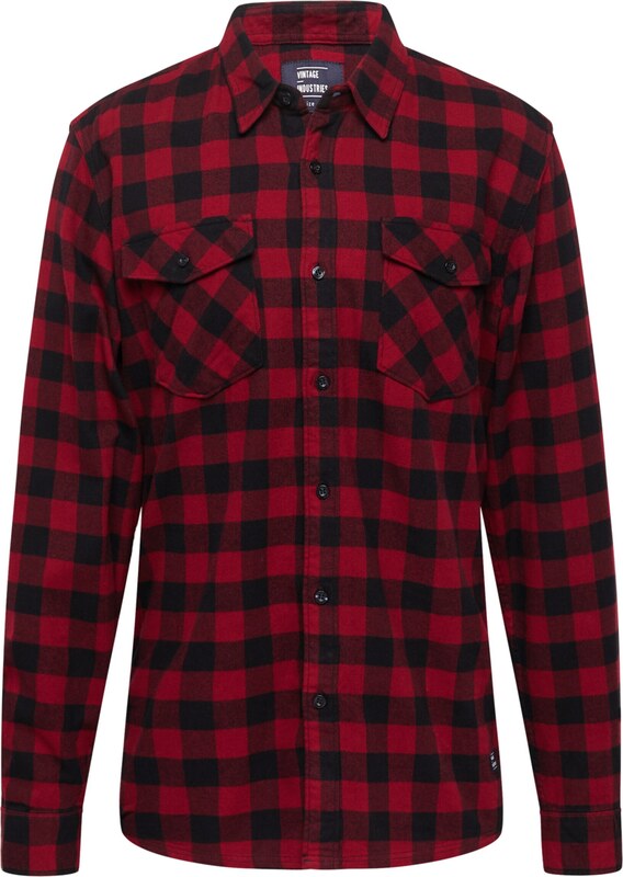 Vintage Industries Koszula 'Harley' ciemnoczerwony / czarny