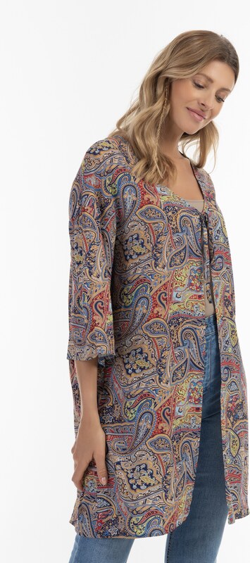 usha FESTIVAL Kimono kremowy / ciemny niebieski / jasnopomarańczowy / ognistoczerwony