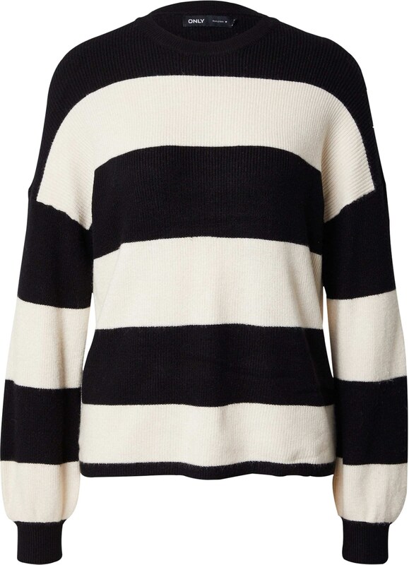 ONLY Sweter 'ONLAtia' czarny / biały