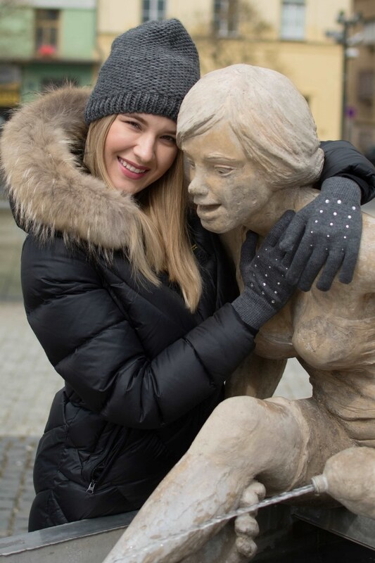 Rękawiczki damskie dziane Sherpa DONNA ciemnoszare