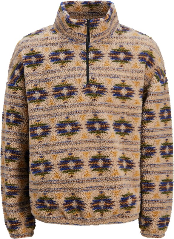 JACK & JONES Sweter 'Diamond' ciemny beż / ciemny niebieski / ciemnożółty / trawa zielona