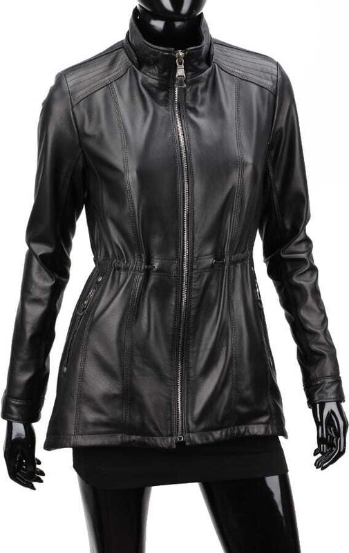 CARLO MONTI PAR450 - czarna kurtka parka damska ze skóry naturalnej DORJAN