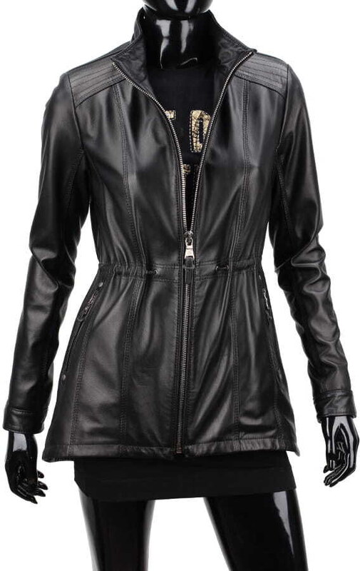 CARLO MONTI PAR450 - czarna kurtka parka damska ze skóry naturalnej DORJAN