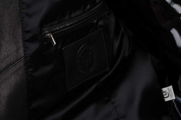 CARLO MONTI EDW450 - Ciepły pikowany płaszcz skórzany męski z kapturem DORJAN