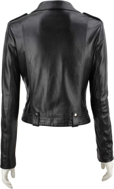 AUR450 - Rockowa ramoneska skórzana z czerwoną podszewką DORJAN