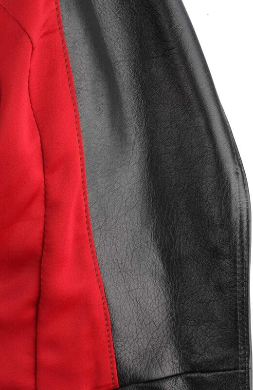 AUR450 - Rockowa ramoneska skórzana z czerwoną podszewką DORJAN