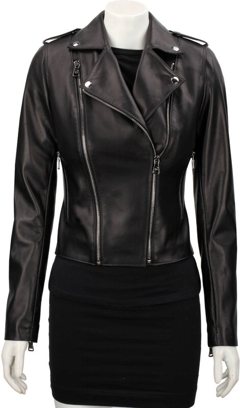 JUL450N - Ramoneska skórzana damska z czarnej skóry DORJAN