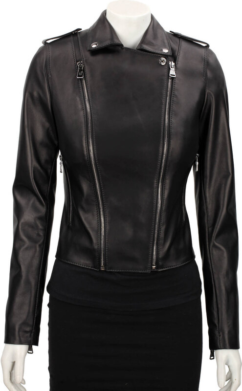 JUL450N - Ramoneska skórzana damska z czarnej skóry DORJAN