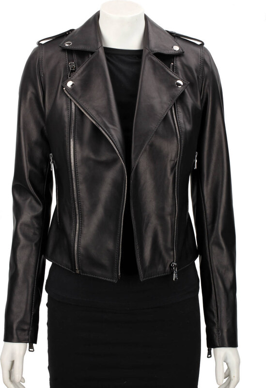 JUL450N - Ramoneska skórzana damska z czarnej skóry DORJAN