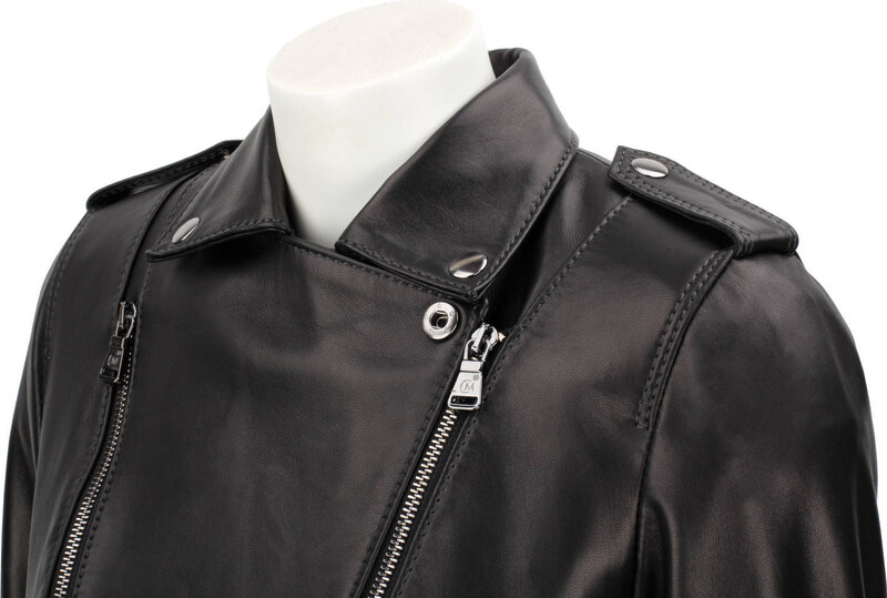 JUL450N - Ramoneska skórzana damska z czarnej skóry DORJAN