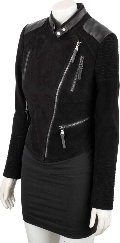 CARLO MONTI ELI400 - ramoneska damska zamszowa z czarnej skóry DORJAN