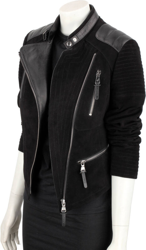 CARLO MONTI ELI400 - ramoneska damska zamszowa z czarnej skóry DORJAN