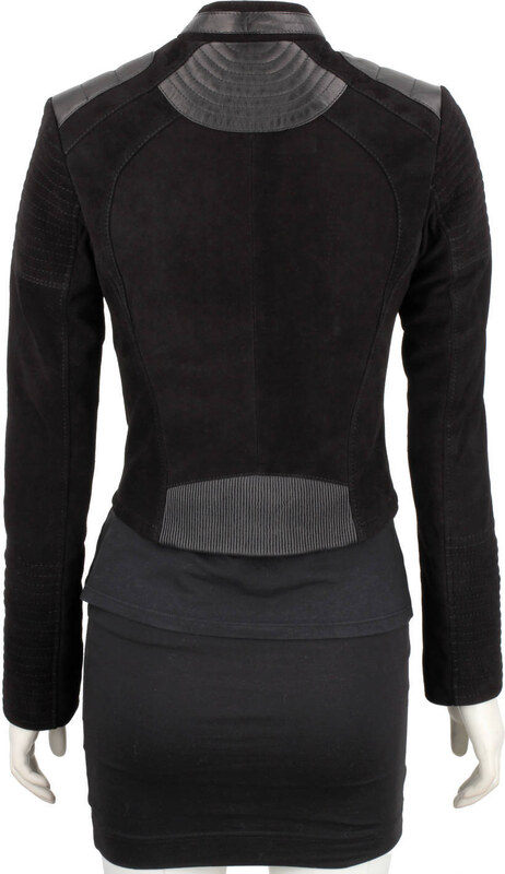 CARLO MONTI ELI400 - ramoneska damska zamszowa z czarnej skóry DORJAN