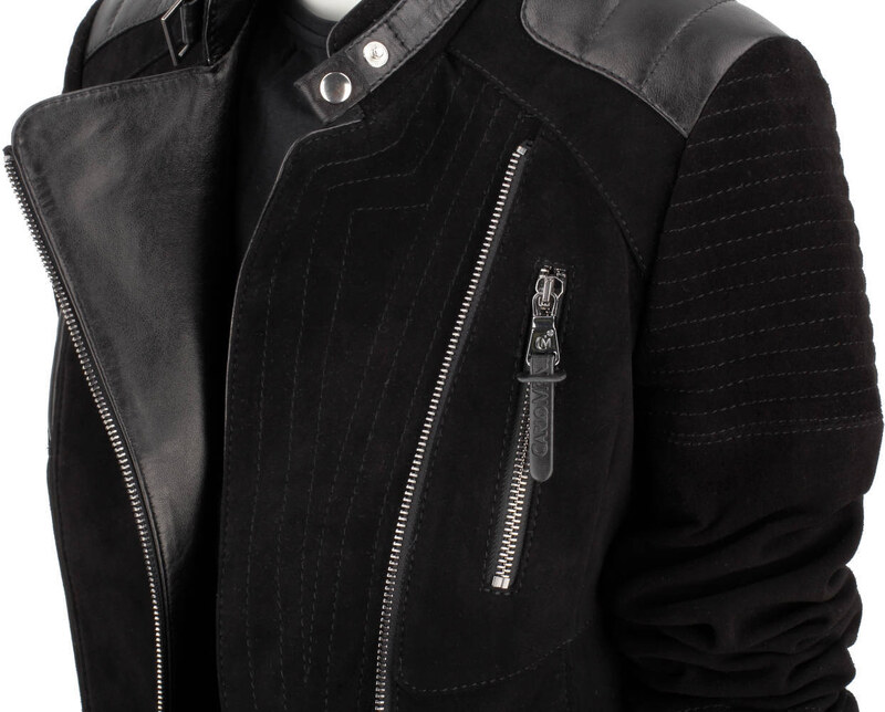 CARLO MONTI ELI400 - ramoneska damska zamszowa z czarnej skóry DORJAN