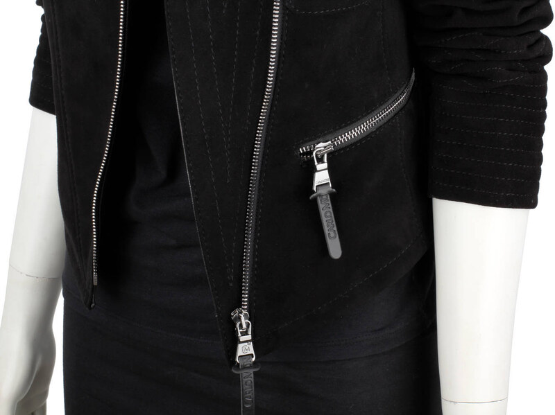 CARLO MONTI ELI400 - ramoneska damska zamszowa z czarnej skóry DORJAN