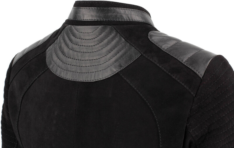 CARLO MONTI ELI400 - ramoneska damska zamszowa z czarnej skóry DORJAN