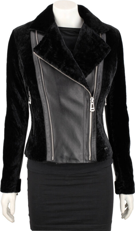 SOF450 - Ramoneska damska z czarnego kożucha naturalnego DORJAN