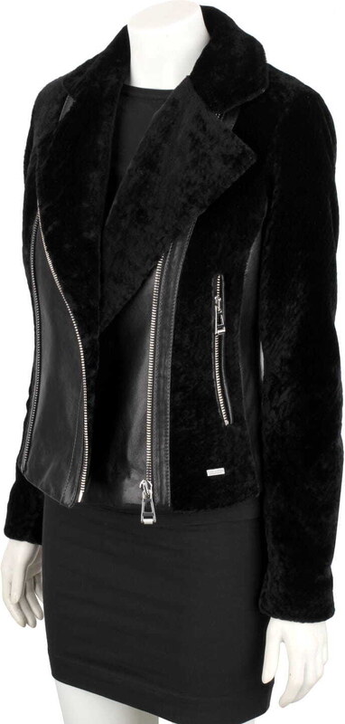 SOF450 - Ramoneska damska z czarnego kożucha naturalnego DORJAN