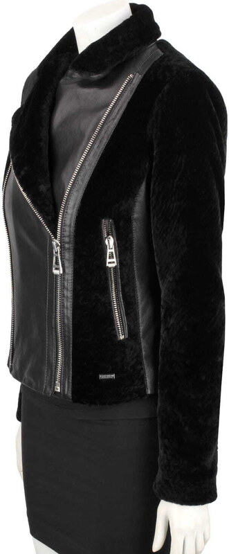 SOF450 - Ramoneska damska z czarnego kożucha naturalnego DORJAN