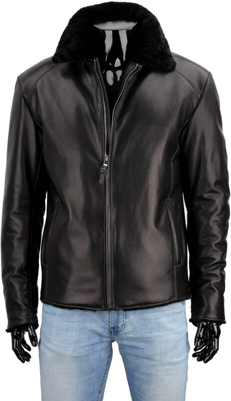 CARLO MONTI VTO450 - ciepła kurtka skórzana męska z czarnym futerkiem DORJAN