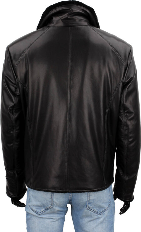 CARLO MONTI VTO450 - ciepła kurtka skórzana męska z czarnym futerkiem DORJAN