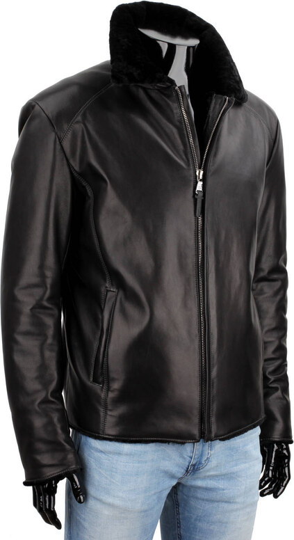 CARLO MONTI VTO450 - ciepła kurtka skórzana męska z czarnym futerkiem DORJAN