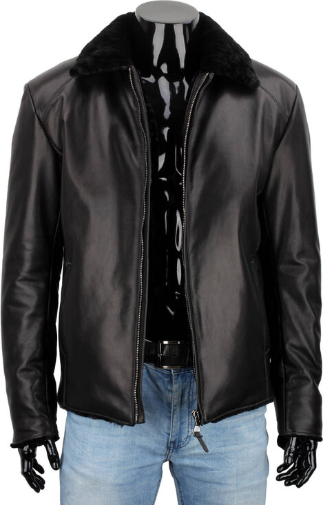 CARLO MONTI VTO450 - ciepła kurtka skórzana męska z czarnym futerkiem DORJAN