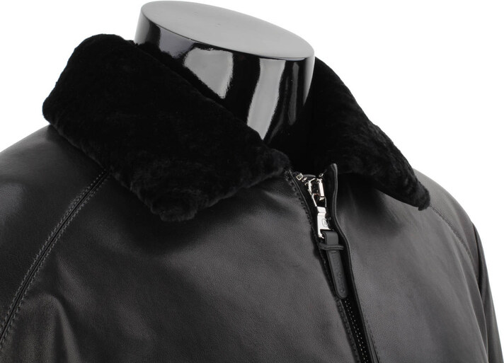 CARLO MONTI VTO450 - ciepła kurtka skórzana męska z czarnym futerkiem DORJAN