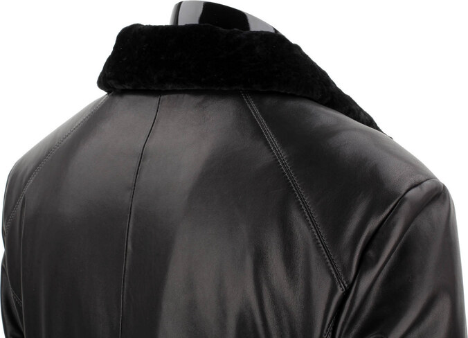 CARLO MONTI VTO450 - ciepła kurtka skórzana męska z czarnym futerkiem DORJAN