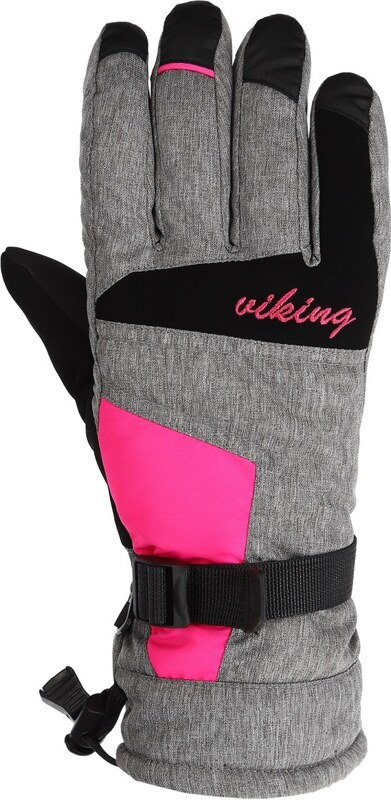 Rękawiczki narciarskie damskie Viking RONDA szaro/różowe