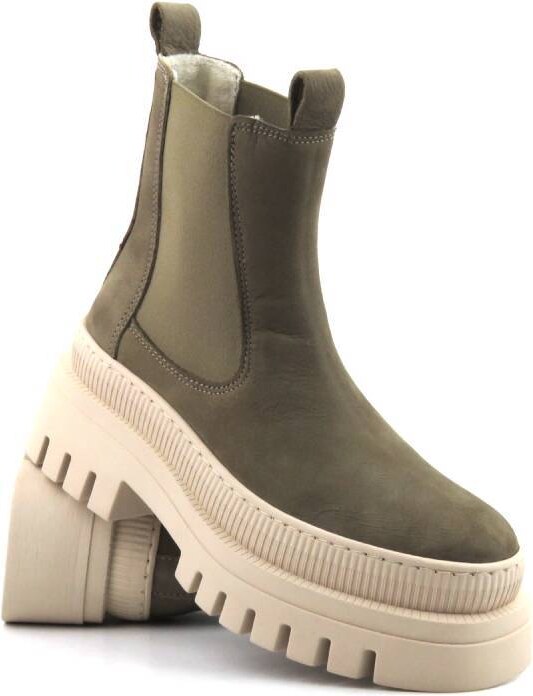 Botki damskie, workery na grubej podeszwie Tamaris 1-25494-41, ciemnobeżowe