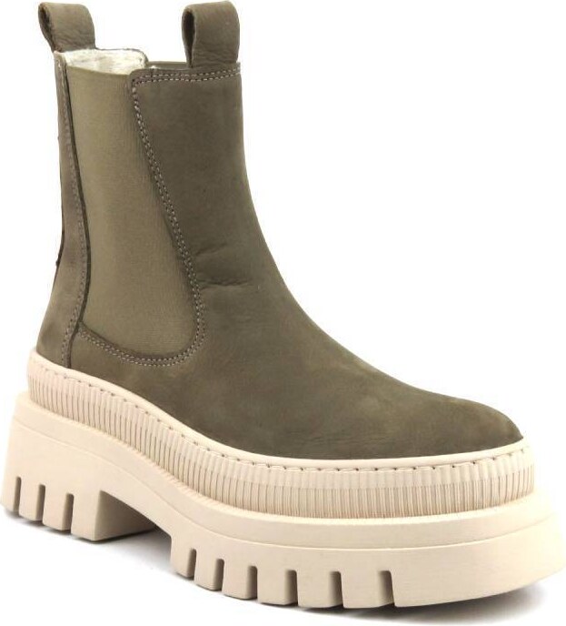 Botki damskie, workery na grubej podeszwie Tamaris 1-25494-41, ciemnobeżowe