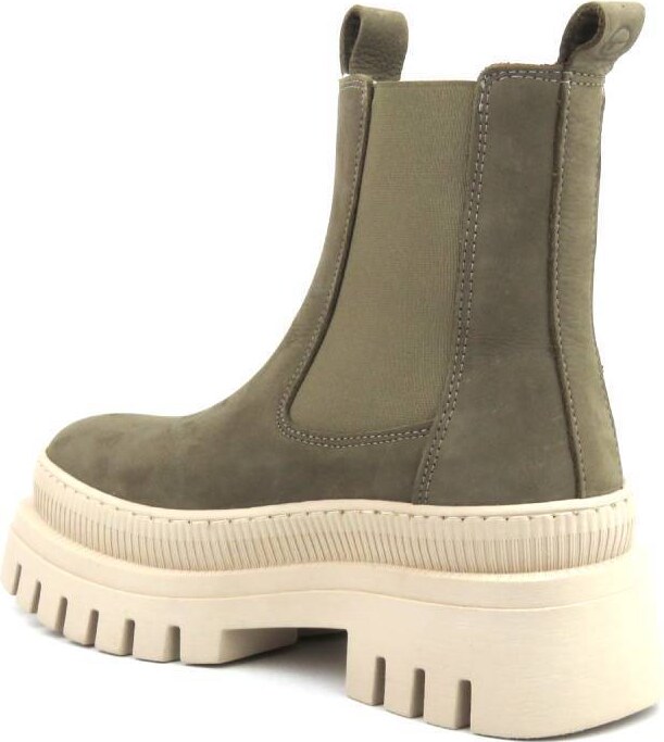 Botki damskie, workery na grubej podeszwie Tamaris 1-25494-41, ciemnobeżowe