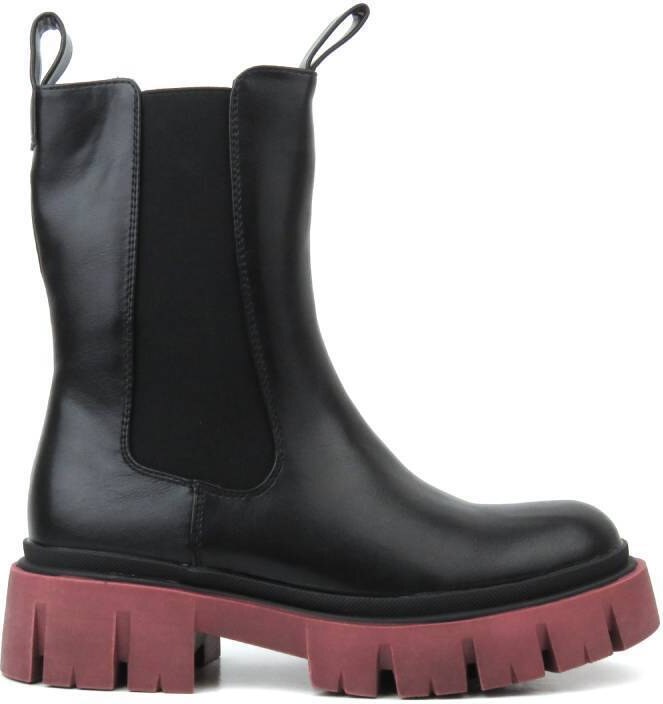 Ocieplane botki, workery damskie na suwak - EVENTO 22BT35-5040, czarno-czerwone