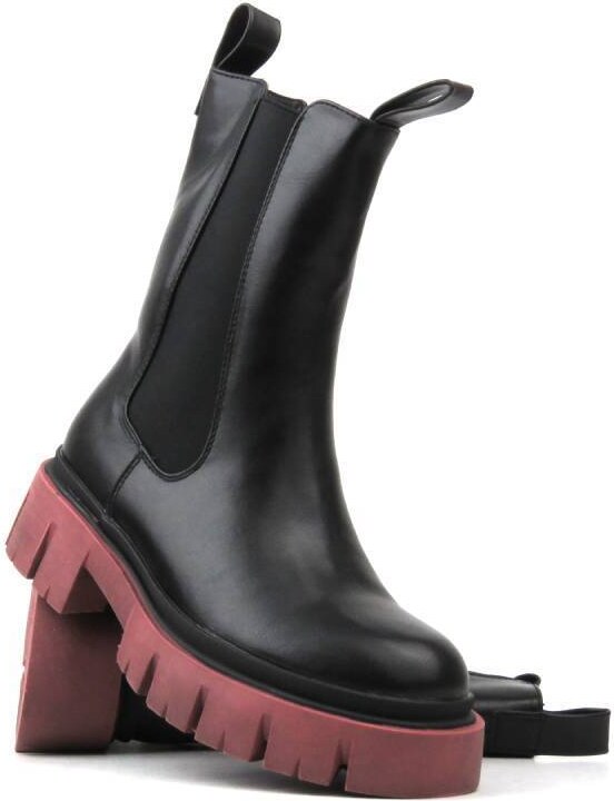 Ocieplane botki, workery damskie na suwak - EVENTO 22BT35-5040, czarno-czerwone