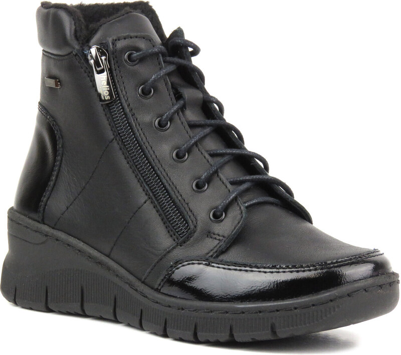 Skórzane botki damskie polskiej marki - Helios Komfort 551, czarne